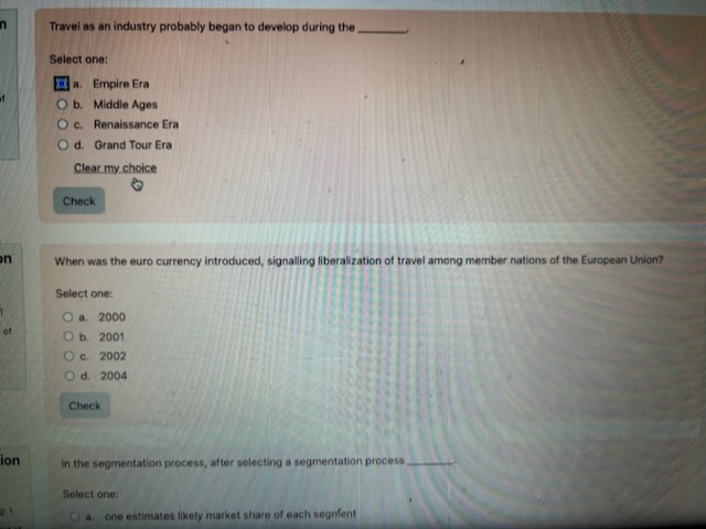  Travel as an industry probably began to develop during the Select