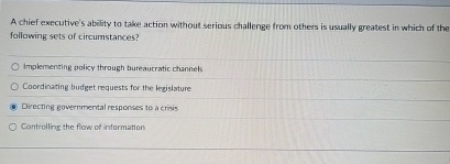  A chief executive's ability to take action without seribus challenge from