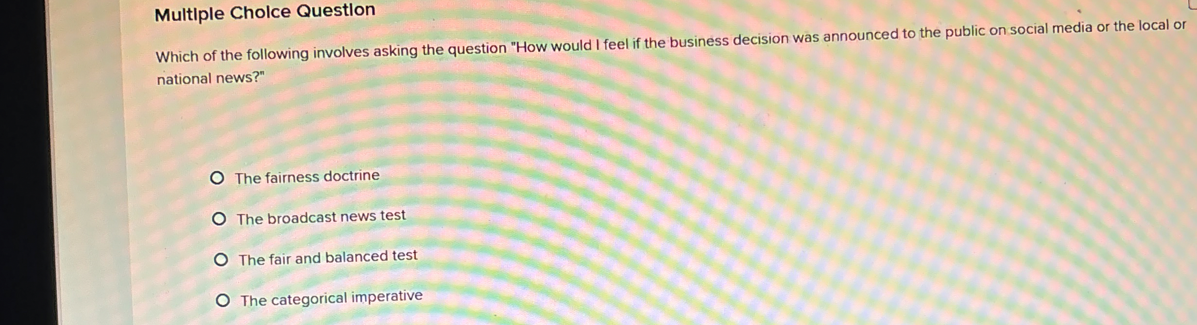  Multiple Cholce Question Which of the following involves asking the question