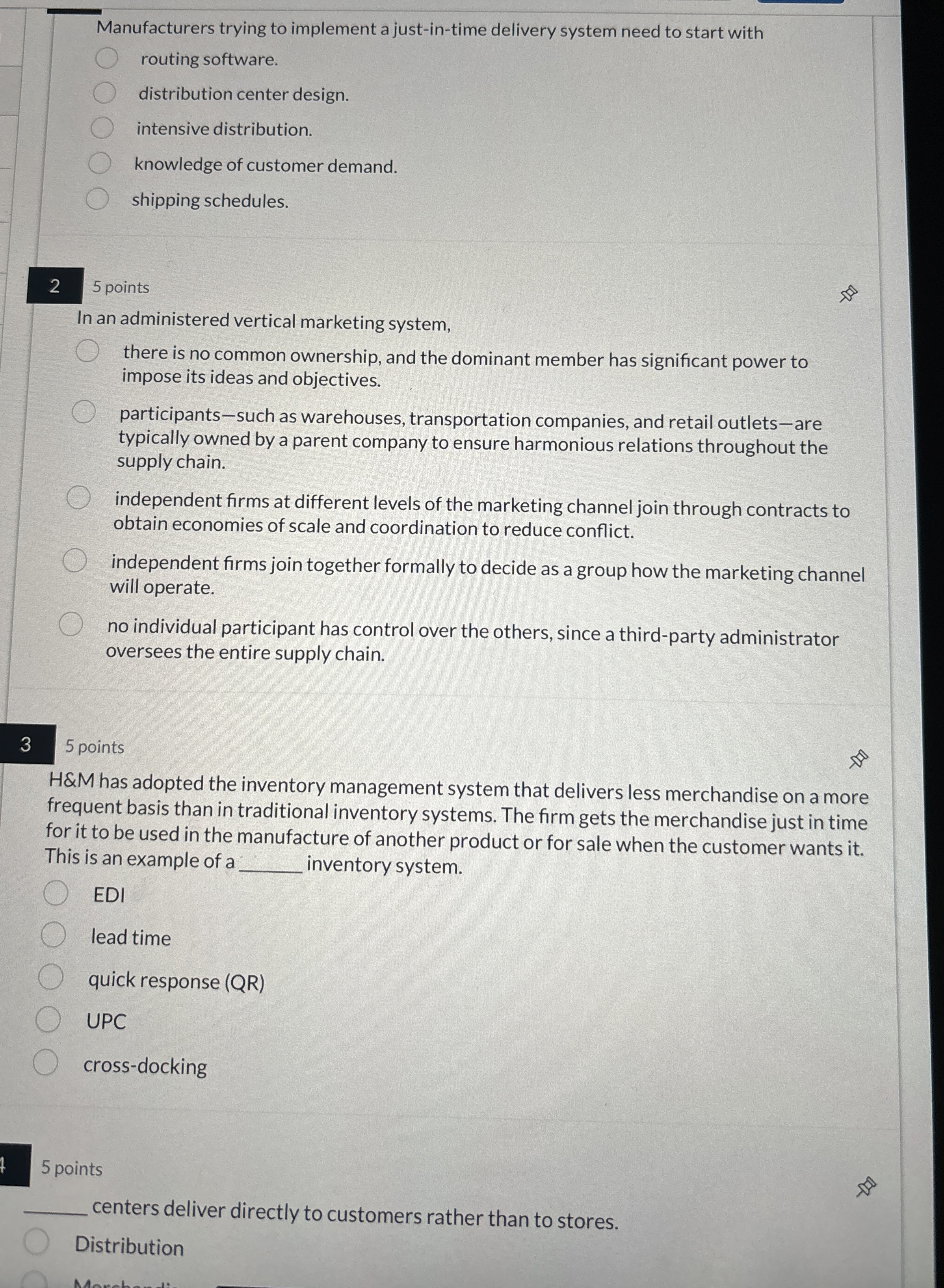  Manufacturers trying to implement a just-in-time delivery system need to start