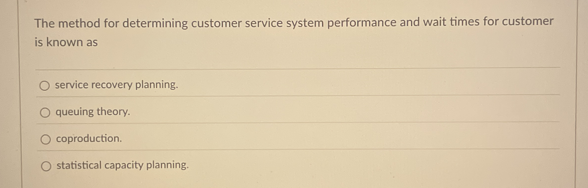  The method for determining customer service system performance and wait times