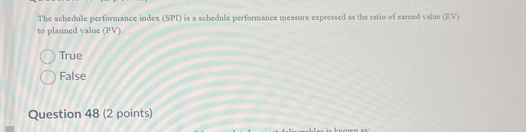  The schedule performance index (SPI) is a schedule performance measure expressed