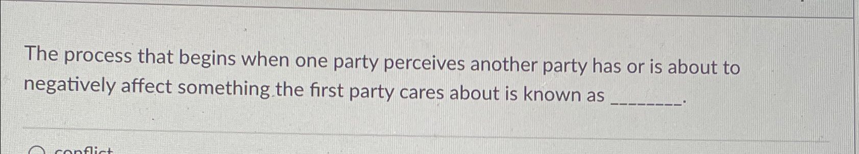  The process that begins when one party perceives another party has
