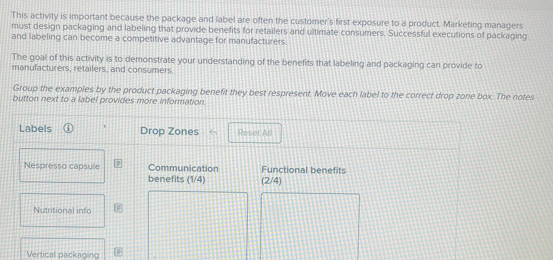  This activity is important because the package and label are often