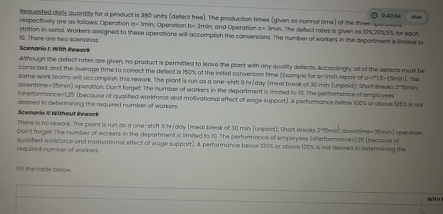  Requested daily quantity for a product is 380 units (defect freo).