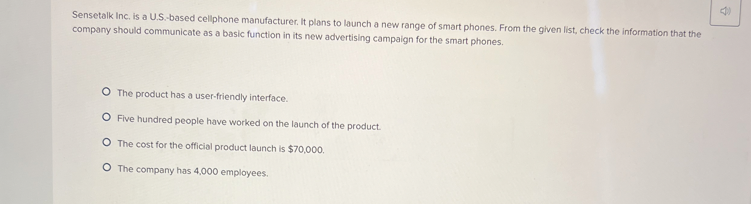  Sensetalk Inc. is a U.S.-based cellphone manufacturer. It plans to launch
