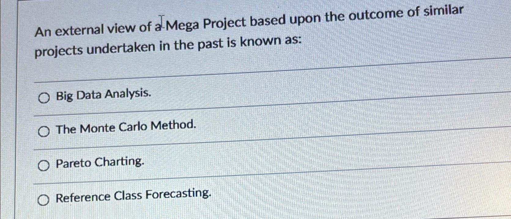  An external view of a-Mega Project based upon the outcome of