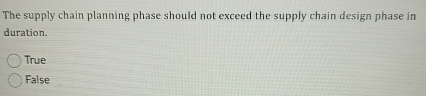  The supply chain planning phase should not exceed the supply chain