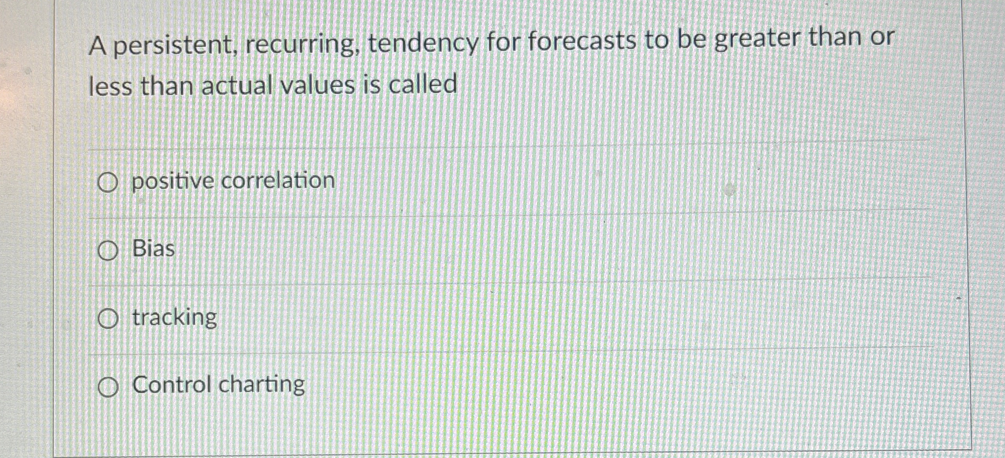  A persistent, recurring, tendency for forecasts to be greater than or