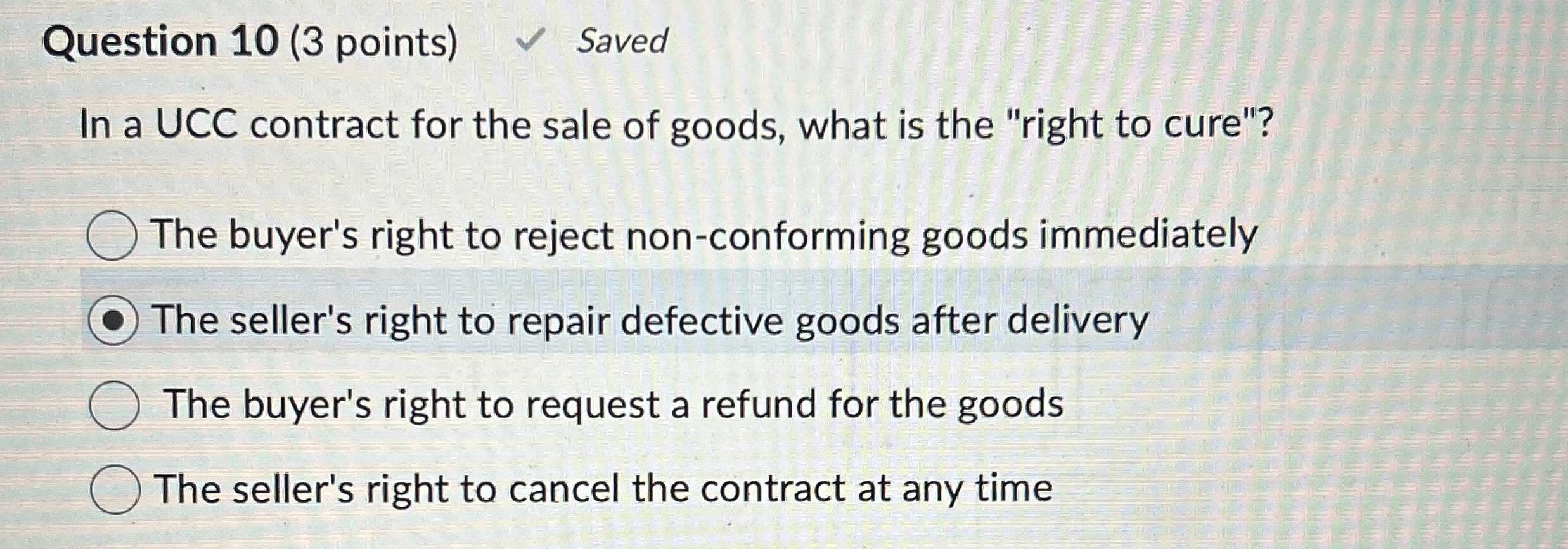  Question 10(3 points) In a UCC contract for the sale of