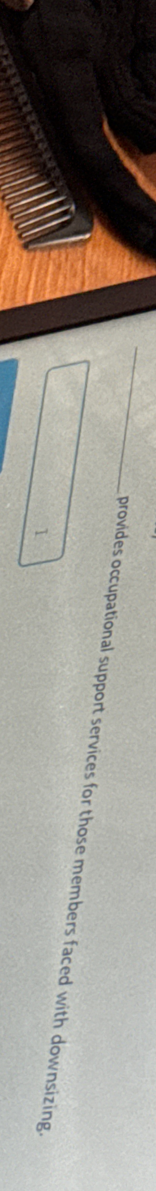  provides occupational support services for those members faced with downsizing. 