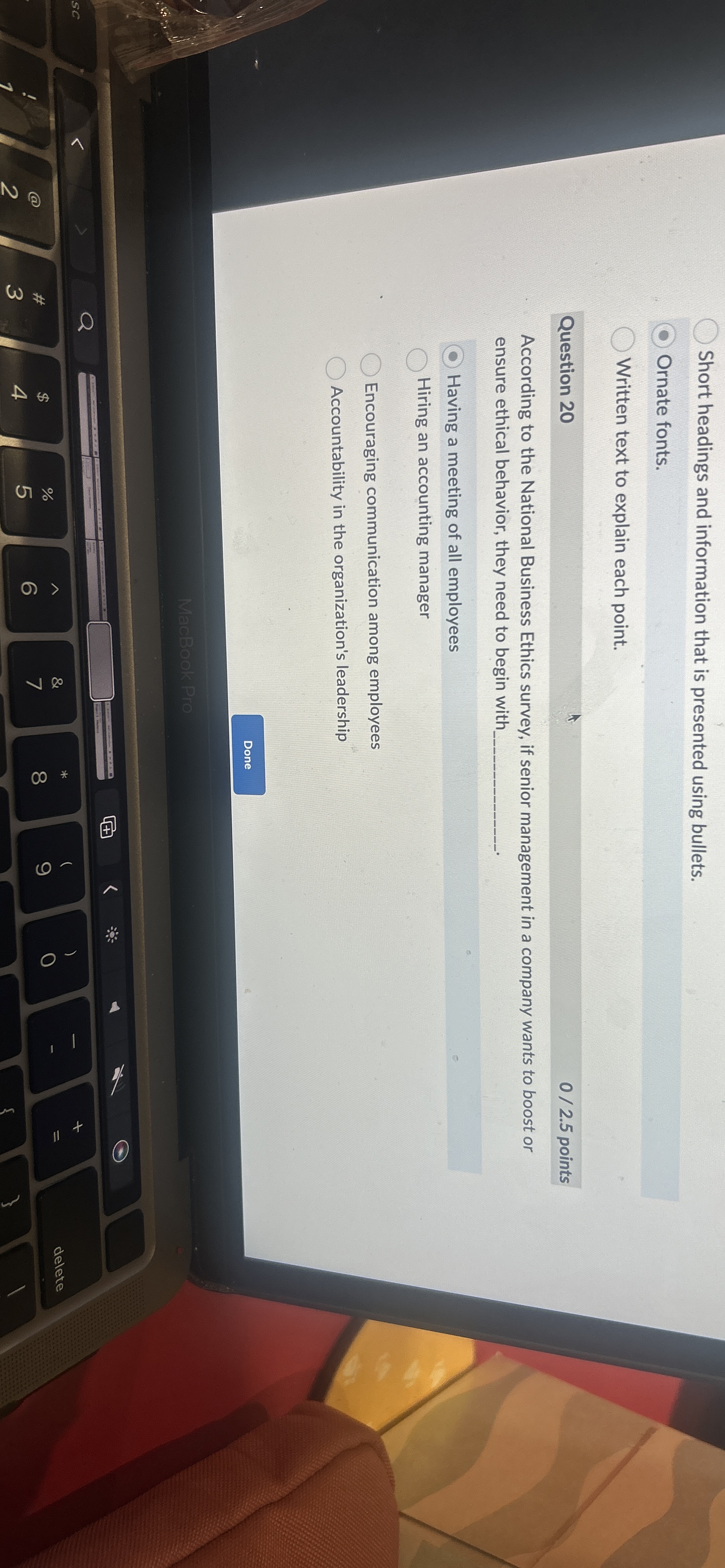  Short headings and information that is presented using bullets. Ornate fonts.
