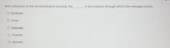  With reference to the communication process, the is the medium through