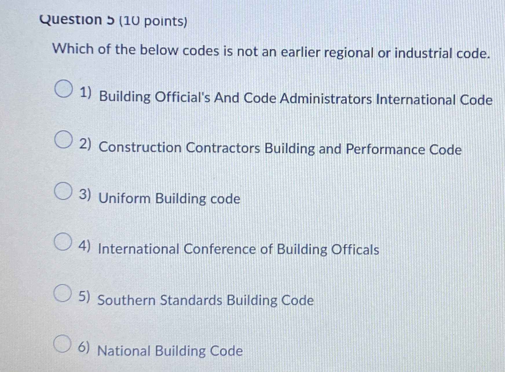  Question (1U points) Which of the below codes is not an