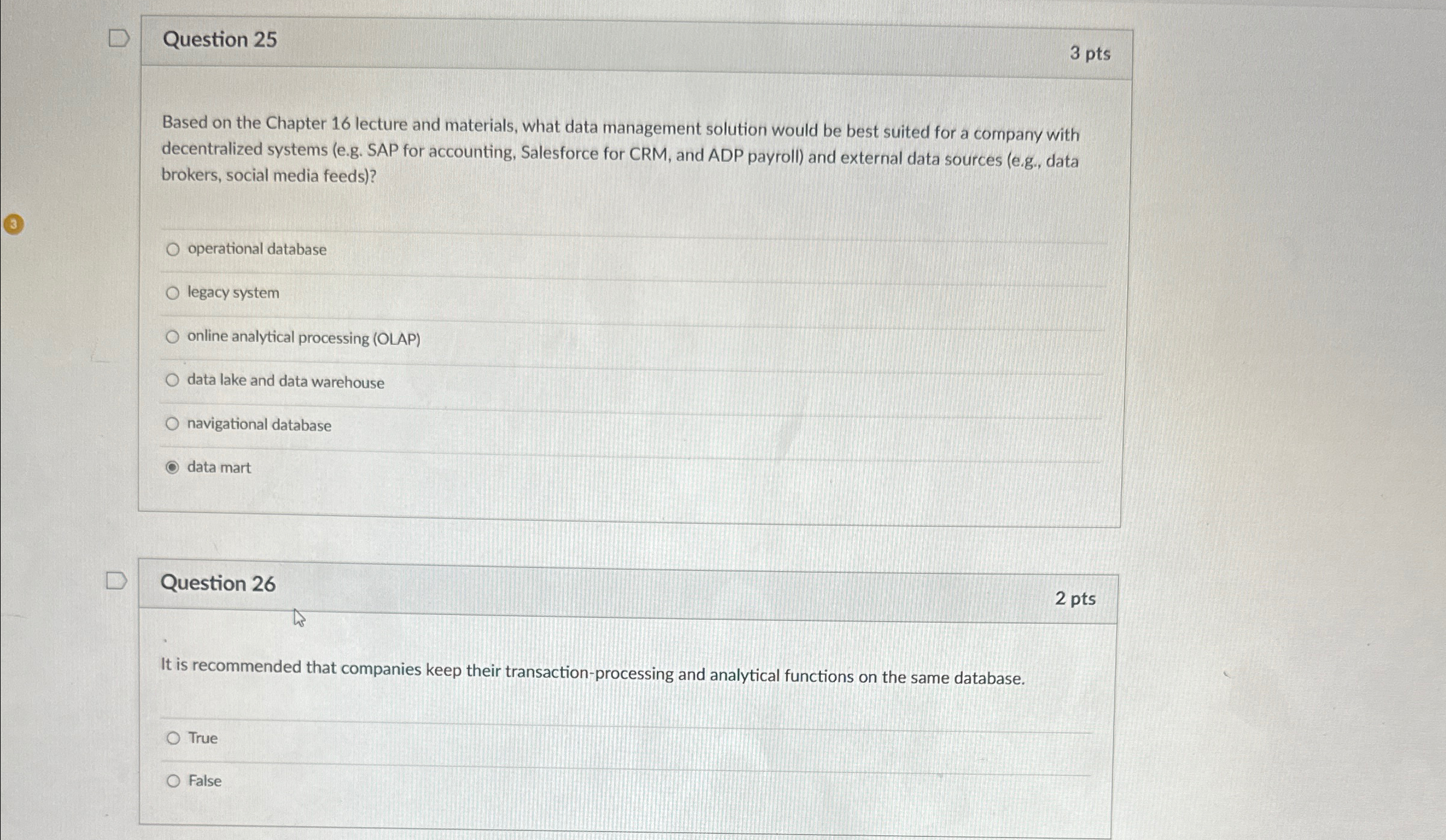  Question 25 3 pts Based on the Chapter 16 lecture and
