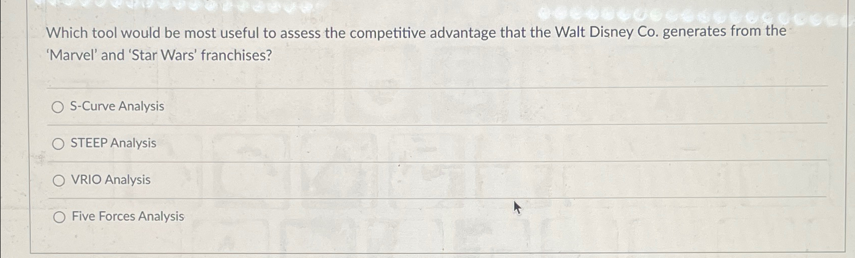  Which tool would be most useful to assess the competitive advantage