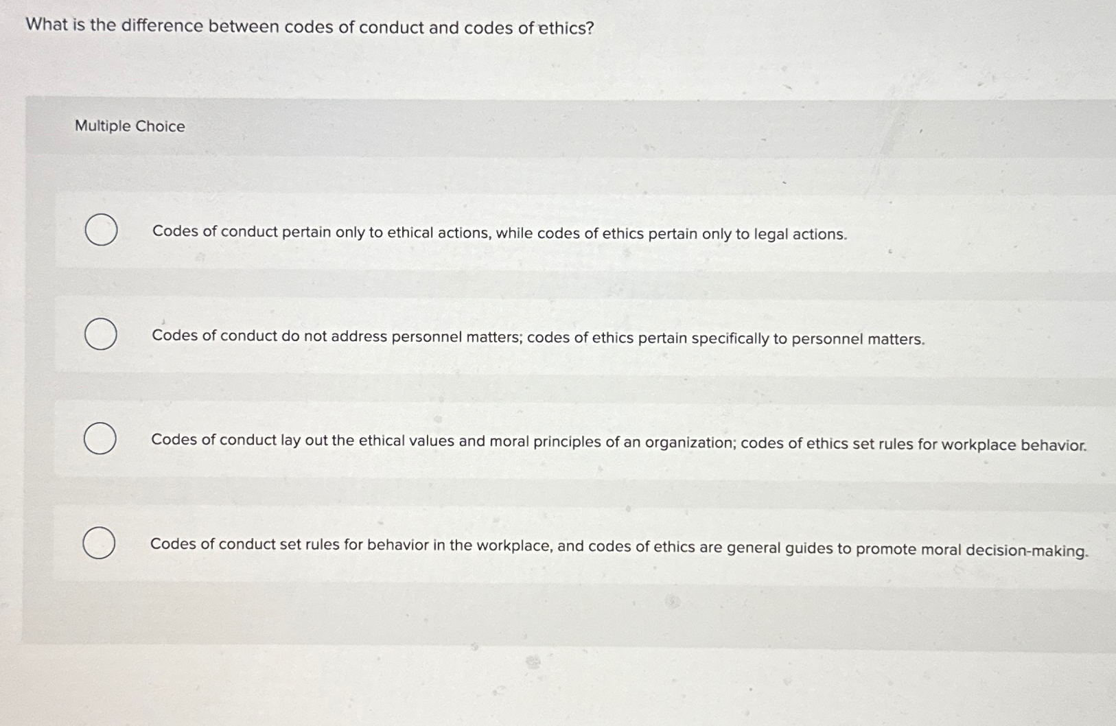  What is the difference between codes of conduct and codes of