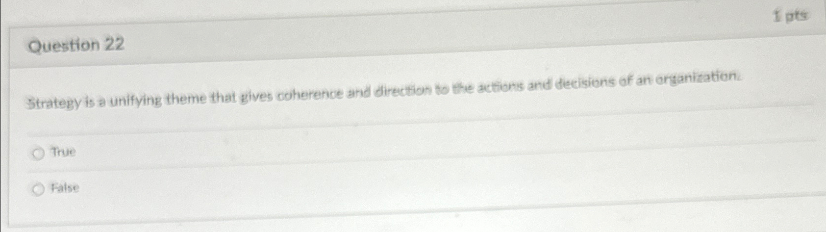  Question 22 Strategy is a unifying theme that gives coherence and