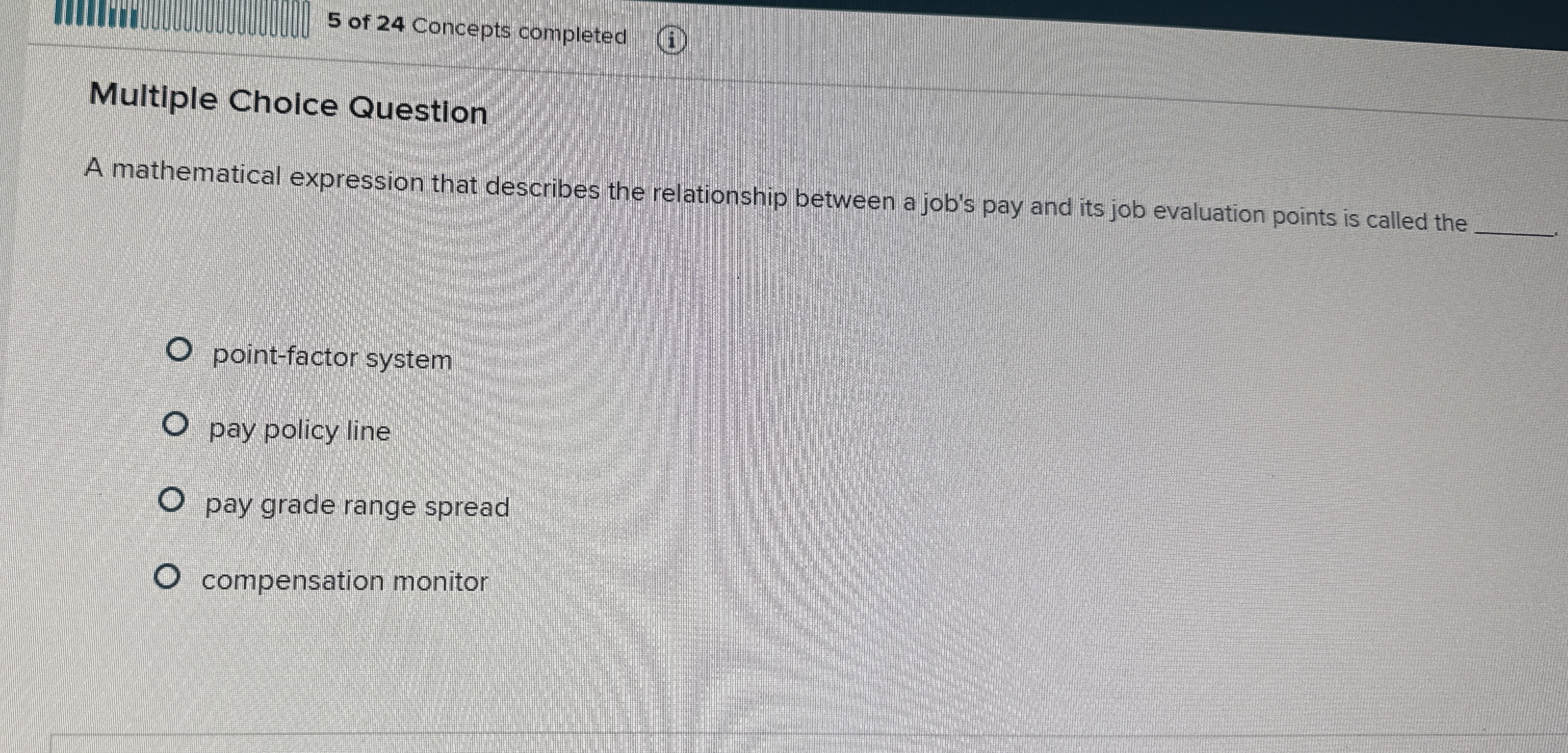  Multiple Choice Question A mathematical expression that describes the relationship between