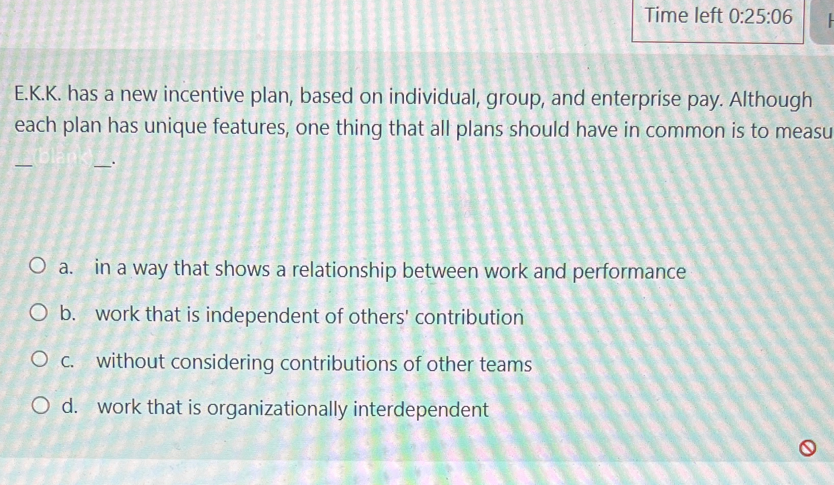  E.K.K. has a new incentive plan, based on individual, group, and