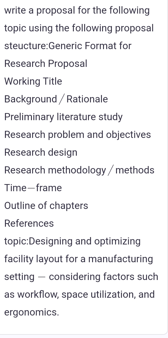  write a proposal for the following topic using the following proposal