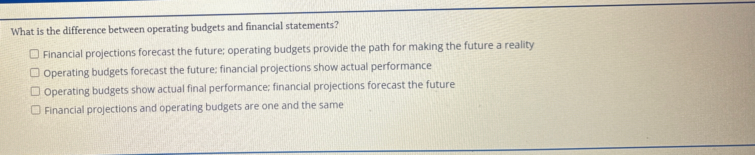  What is the difference between operating budgets and financial statements? Financial