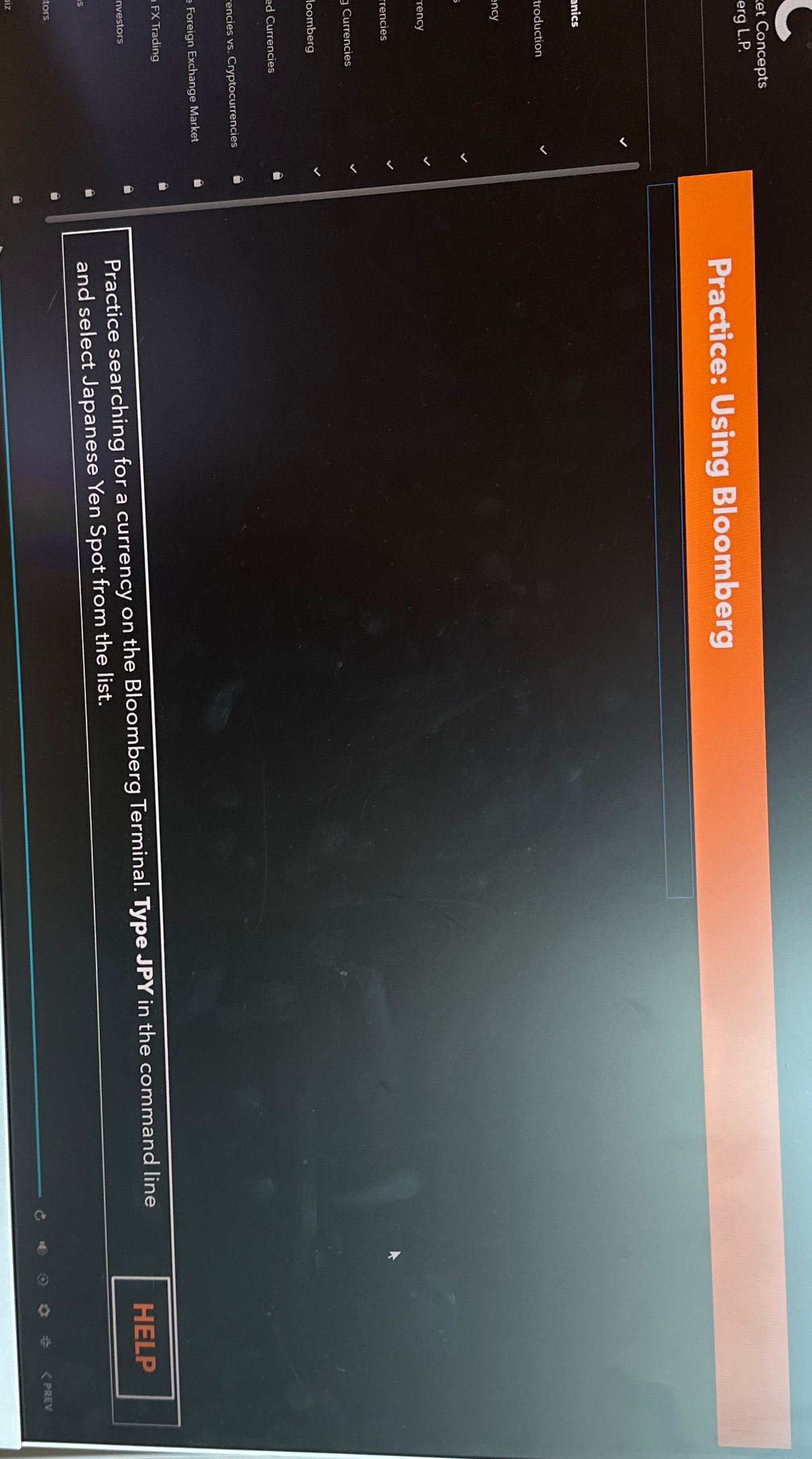  et Concepts erg L.P. Practice: Using Bloomberg 