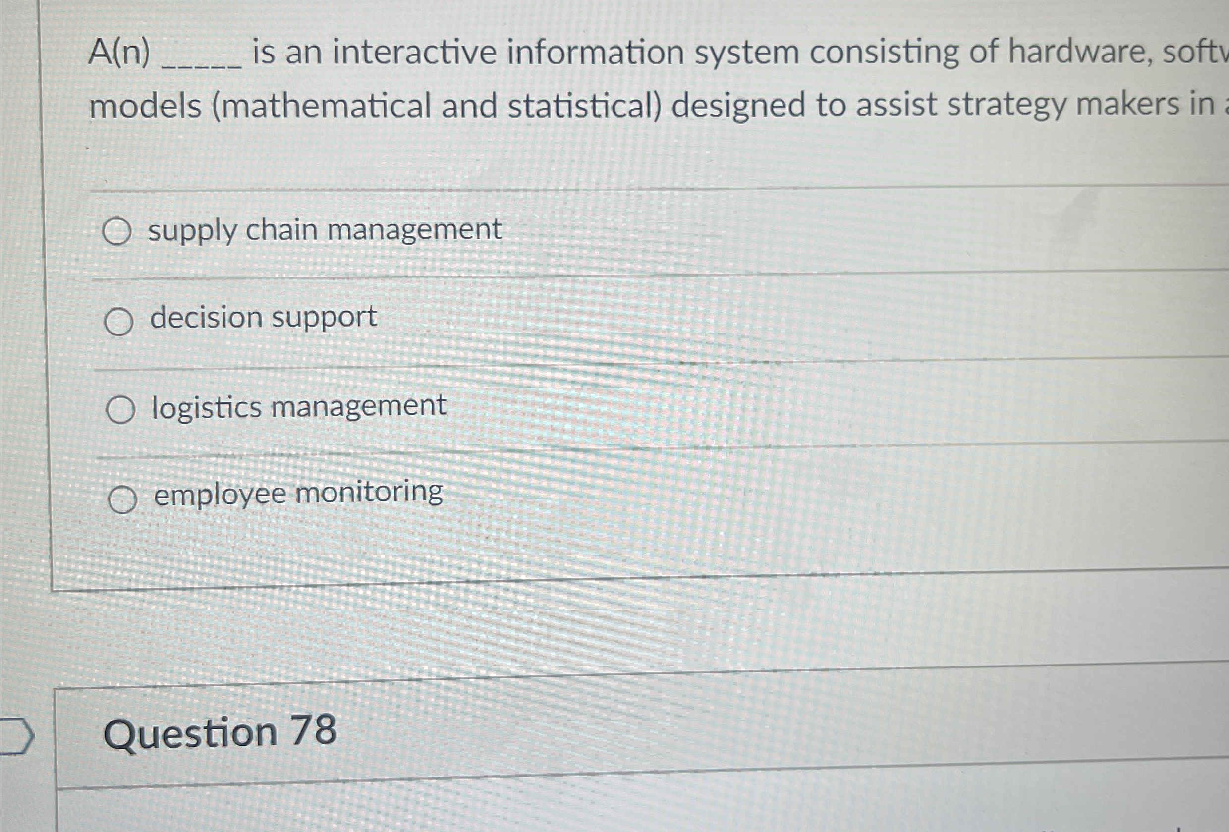  A(n)q, is an interactive information system consisting of hardware, softv models