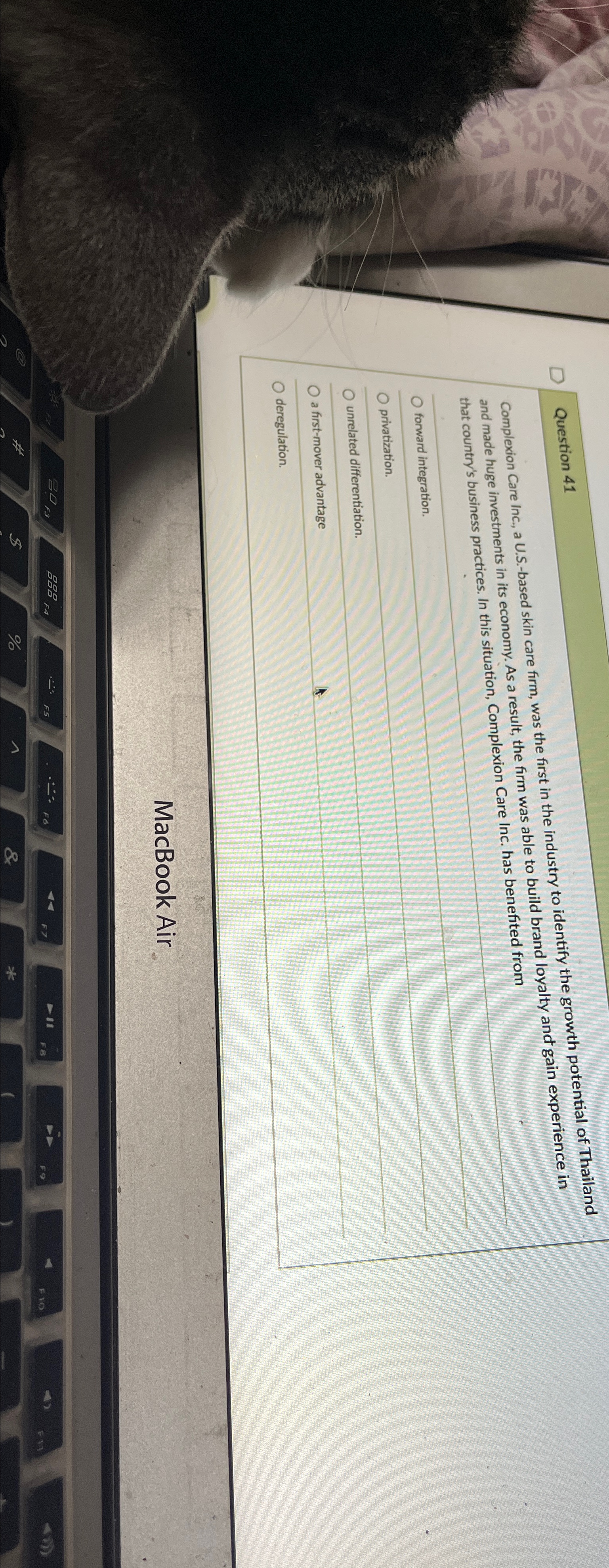  Question 41 Complexion Care Inc., a U.S.-based skin care firm, was