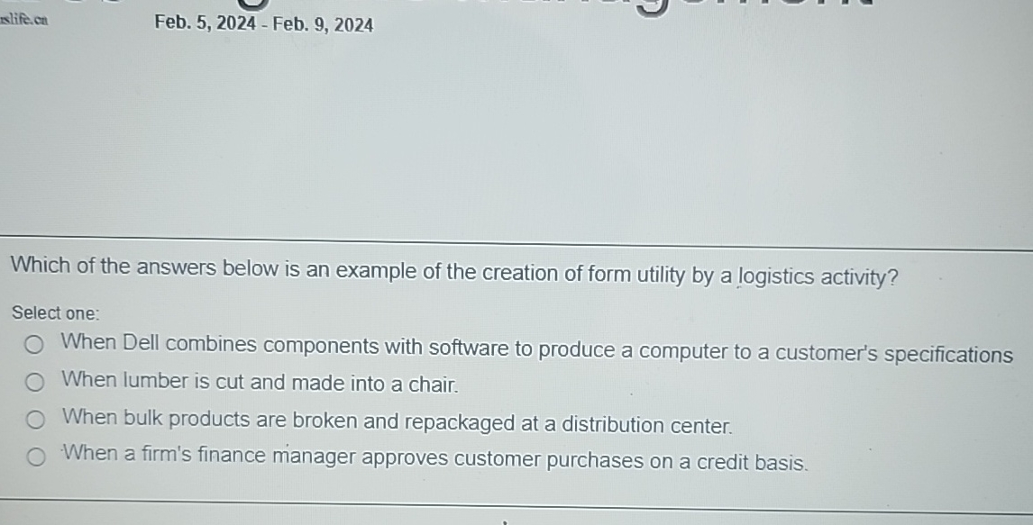  Feb. 5,2024- Feb. 9,2024 Which of the answers below is an