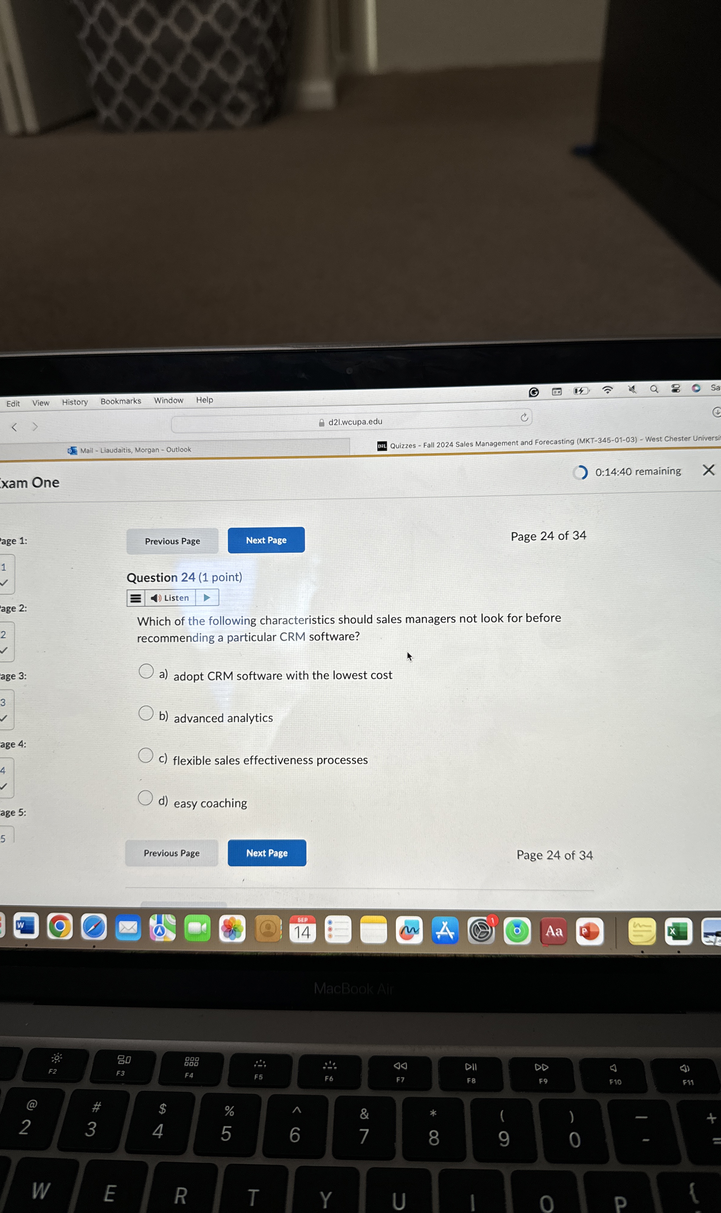  Question 24(1 point) Which of the following characteristics should sales managers