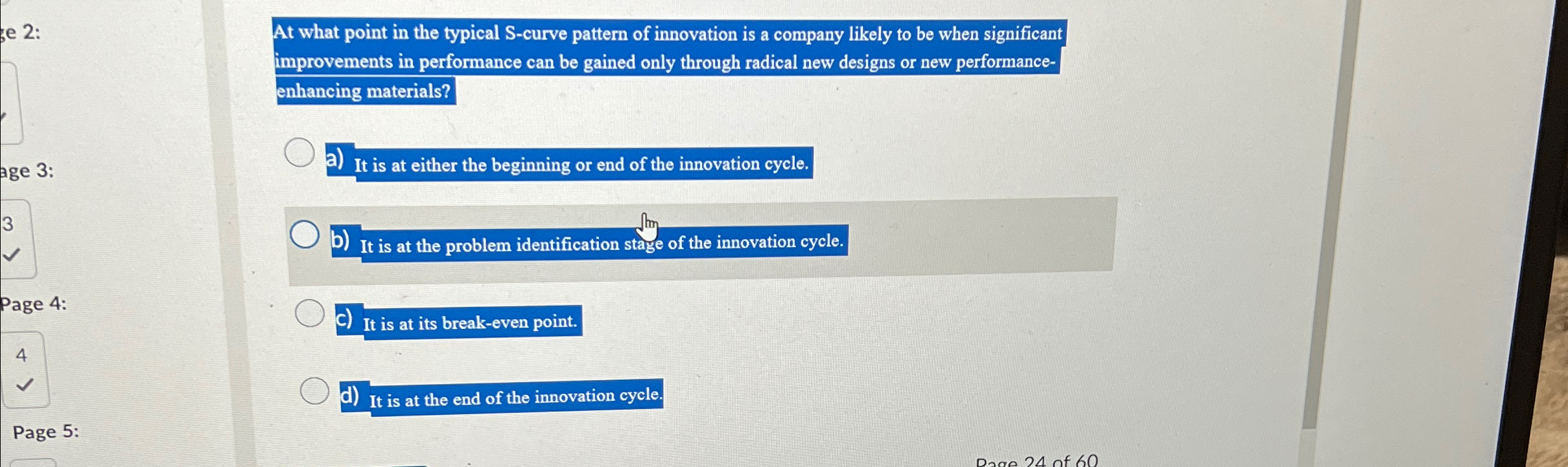  2: At what point in the typical S-curve pattern of innovation