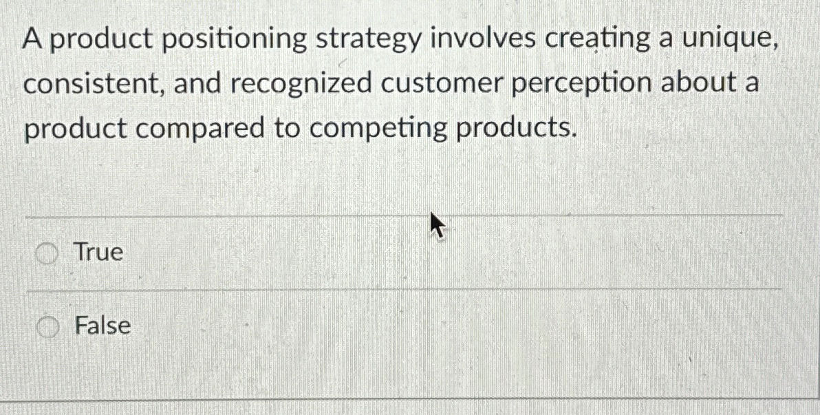  A product positioning strategy involves creating a unique, consistent, and recognized