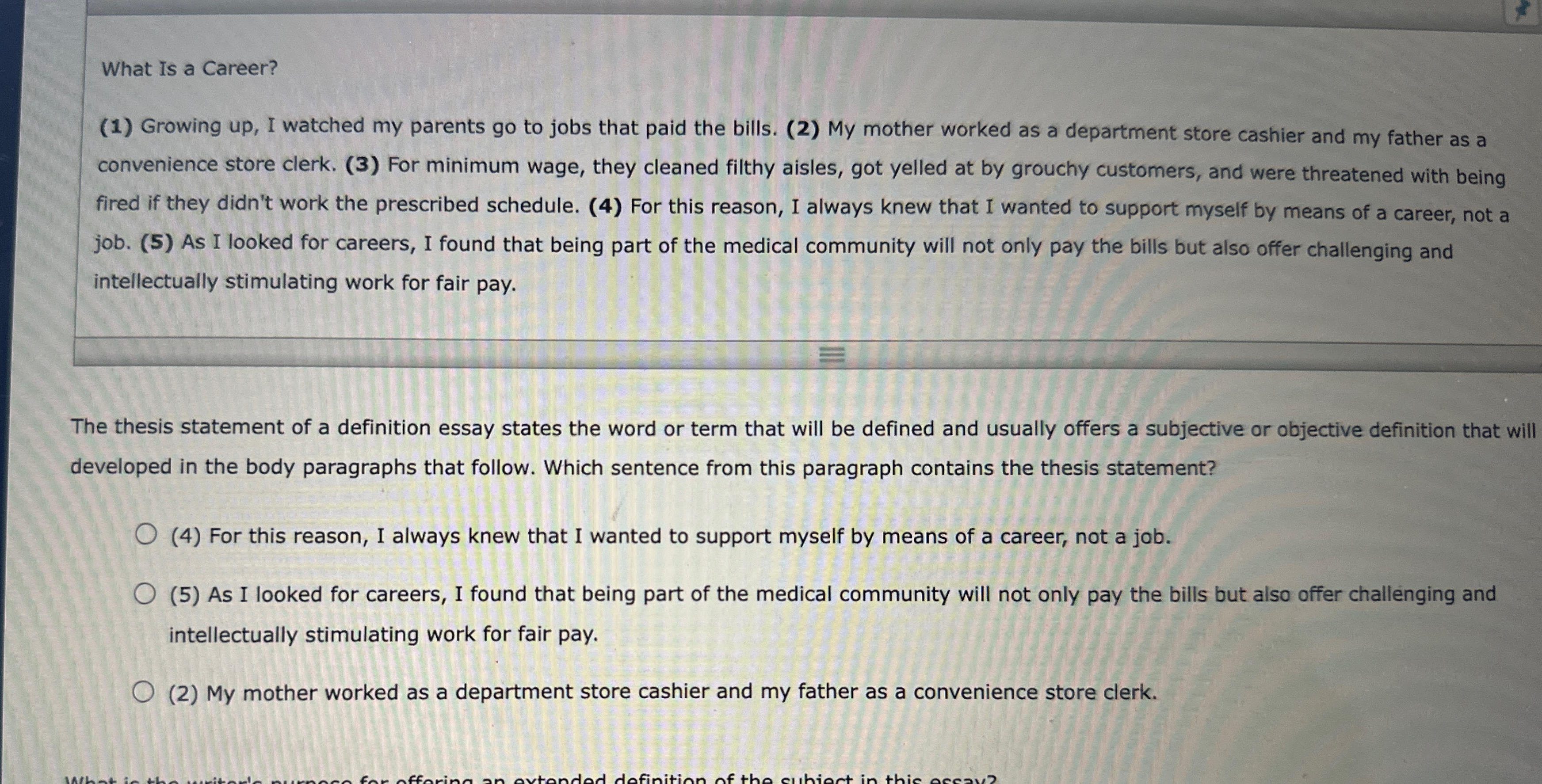  What Is a Career? (1) Growing up, I watched my parents