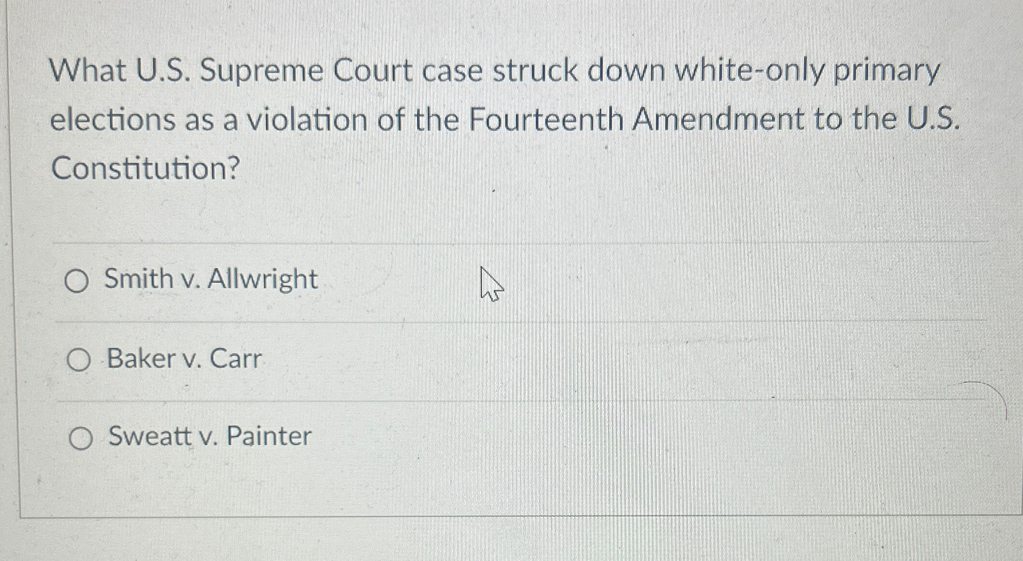  What U.S. Supreme Court case struck down white-only primary elections as
