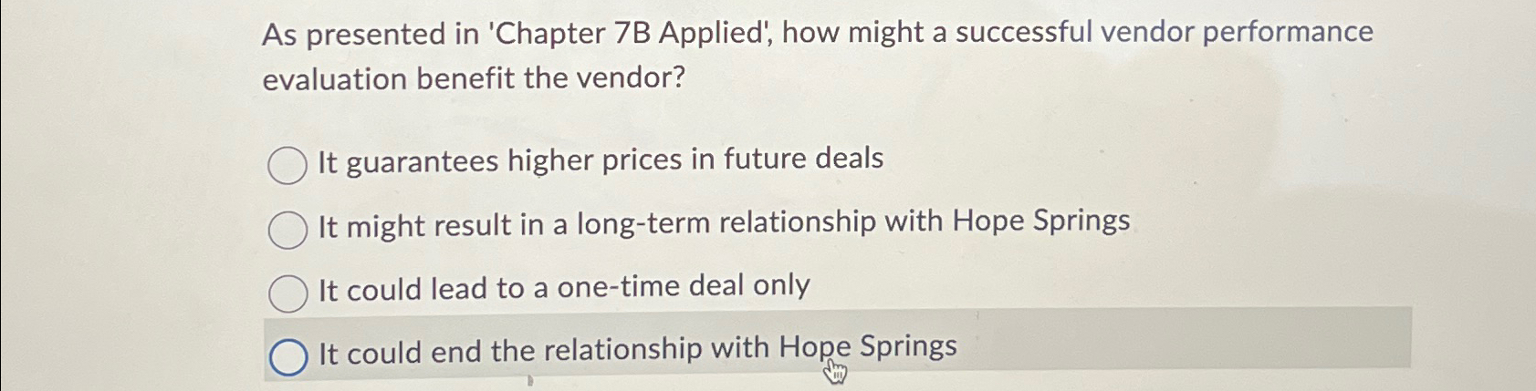  As presented in 'Chapter 7B Applied', how might a successful vendor