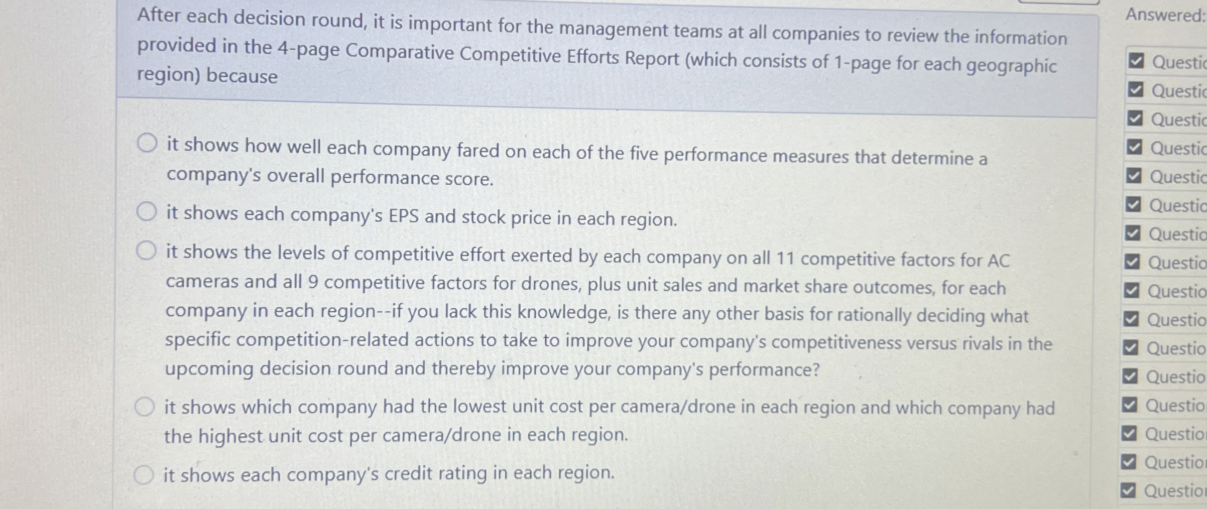  After each decision round, it is important for the management teams