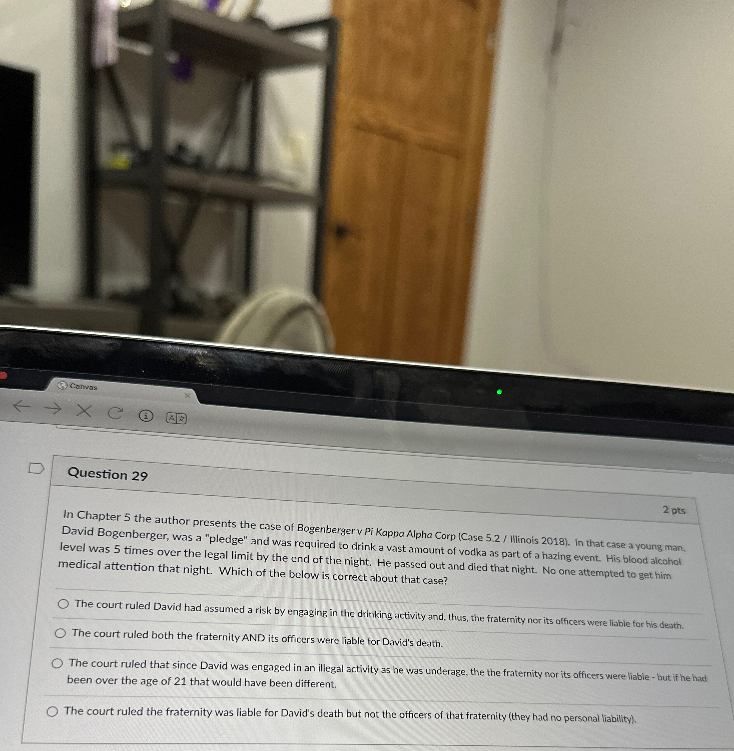  Canvas Question 29 2 pts In Chapter 5 the author presents