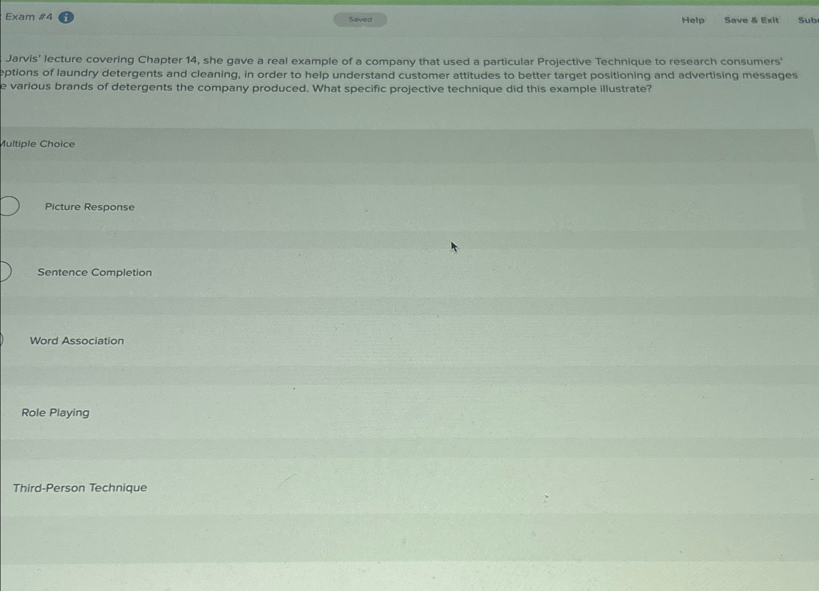  Exam #4 Soved Help Save & Exit Sub Jarvis' lecture covering