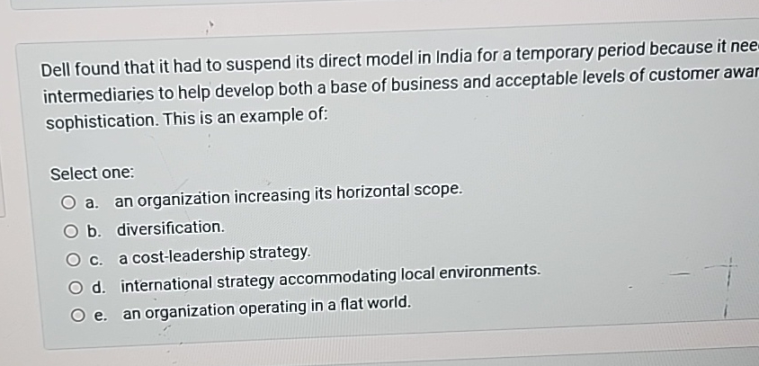  Dell found that it had to suspend its direct model in