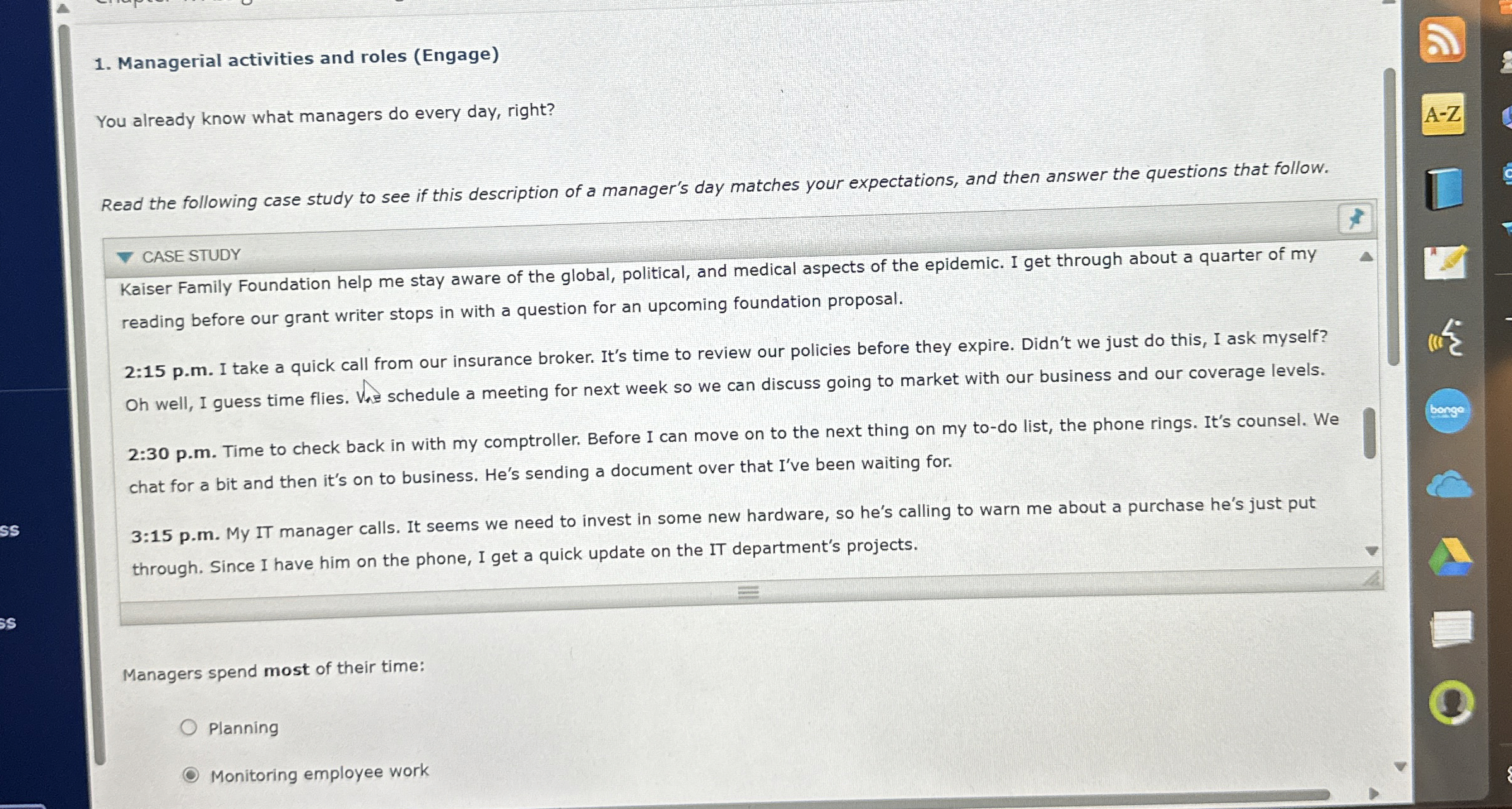  Managerial activities and roles (Engage) You already know what managers do