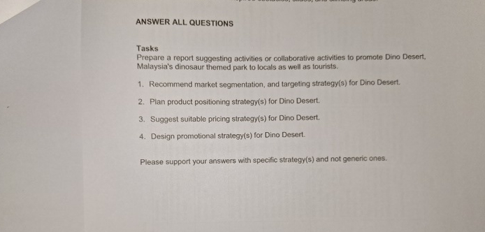  ANSWER ALL QUESTIONS Tasks Prepare a report suggesting activities or collaborative