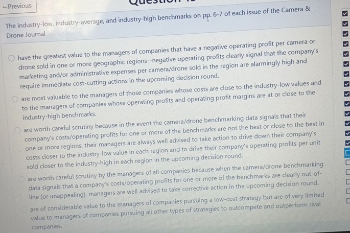  -Previous The industry-low, industry-average, and industry-high benchmarks on pp.6-7 of each