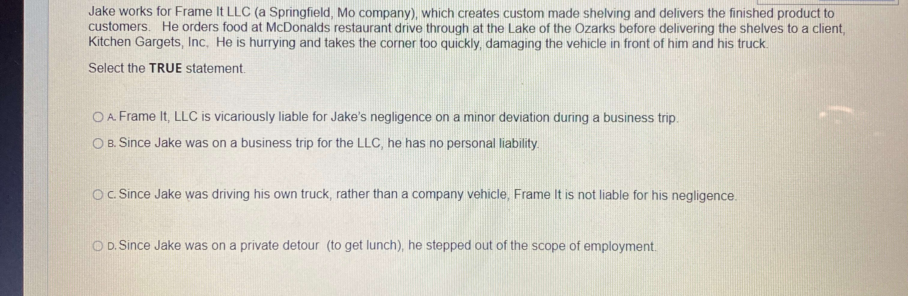  Jake works for Frame It LLC (a Springfield, Mo company), which