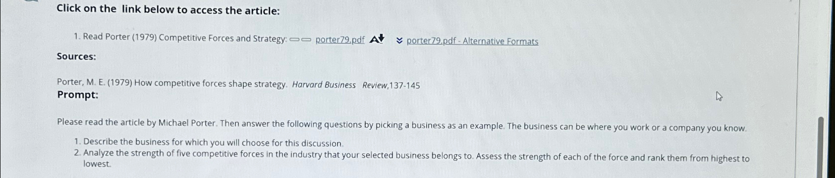  Click on the link below to access the article: Read Porter