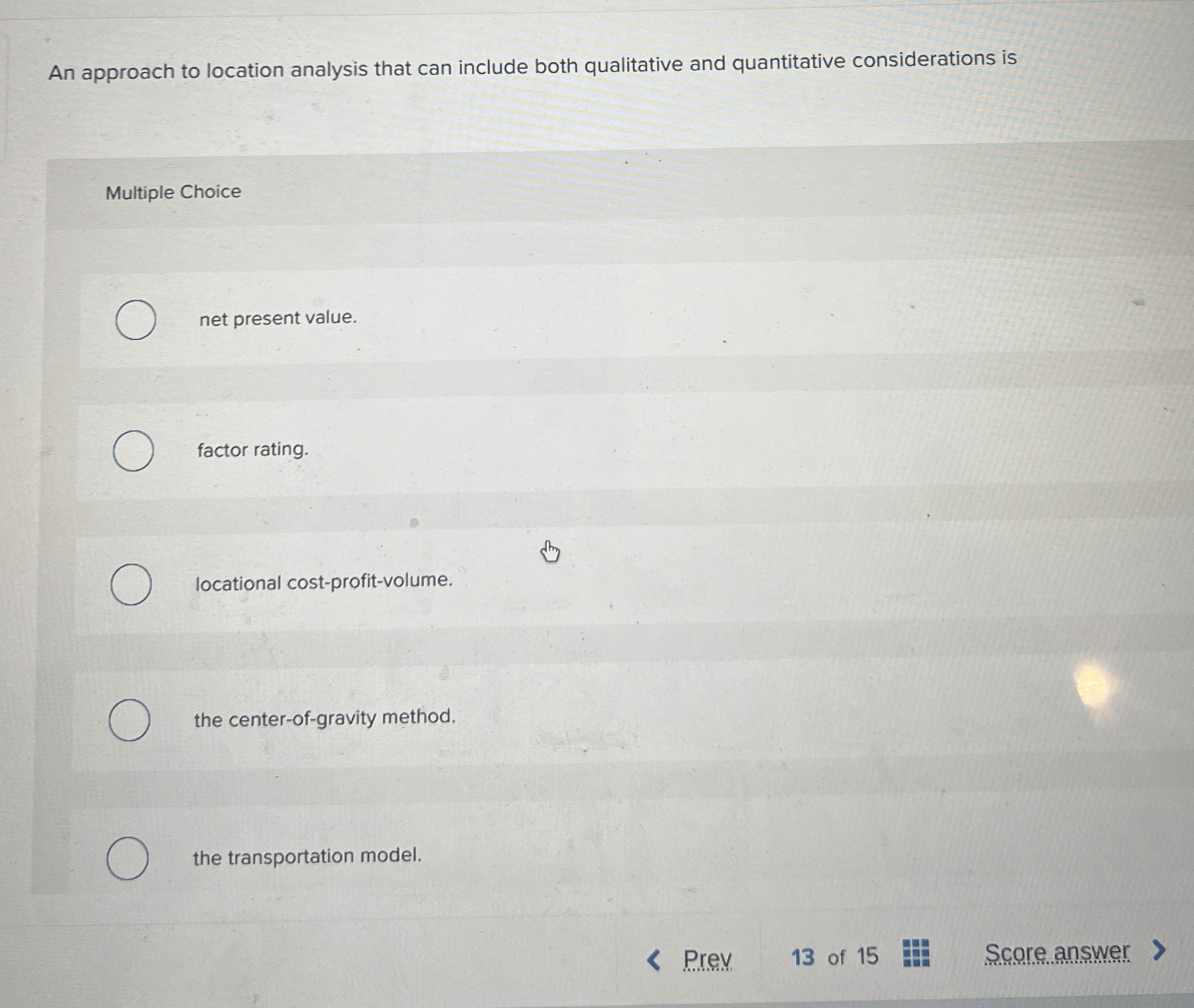  An approach to location analysis that can include both qualitative and
