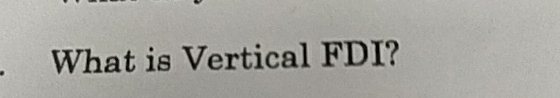  What is Vertical FDI? 