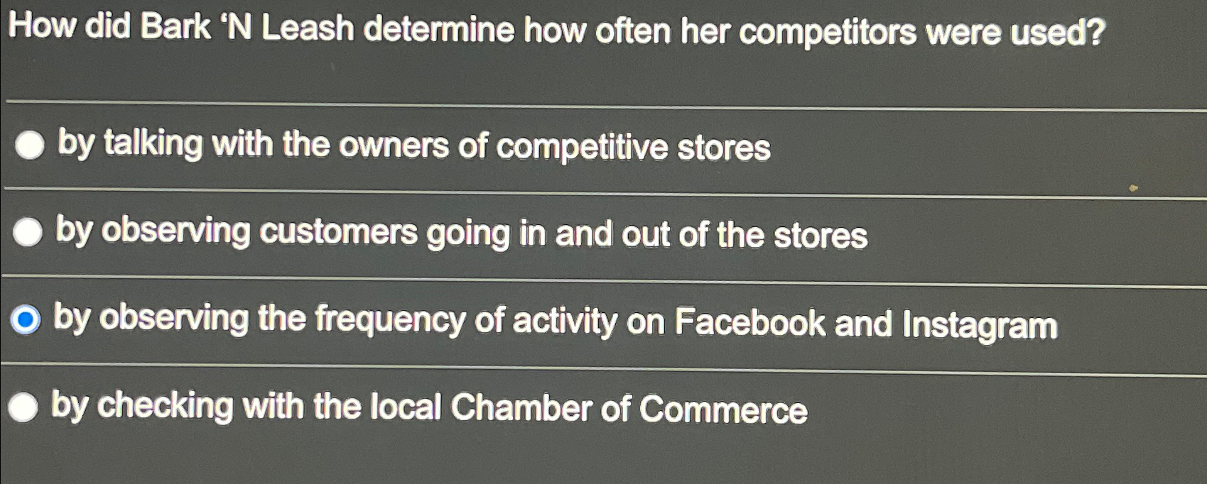  How did Bark 'N Leash determine how often her competitors were