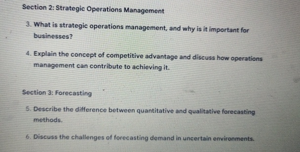  Section 2: Strategic Operations Management 3. What is strategic operations management,