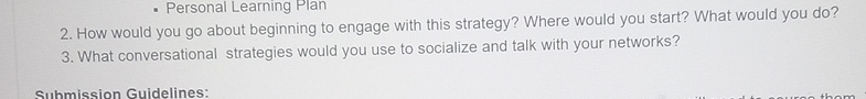  Personal Learning Plan How would you go about beginning to engage